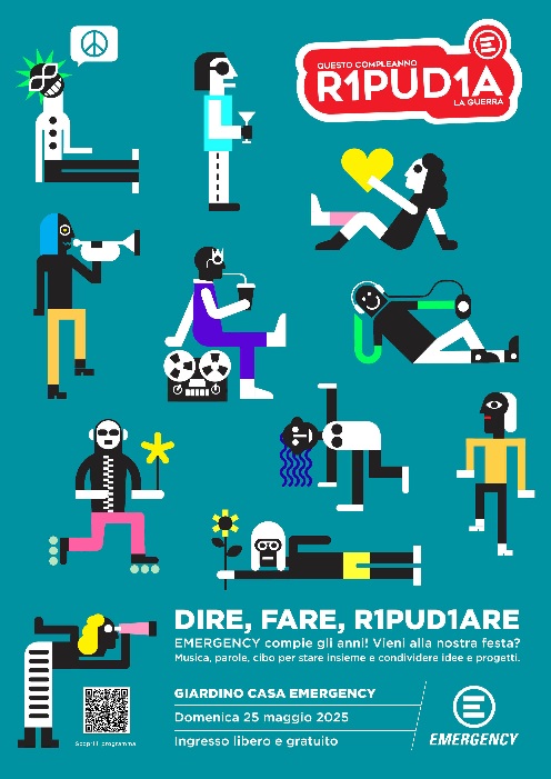 LOCANDINA_A4_EVENTO DIRE, FARE, R1PUD1ARE: il compleanno di EMERGENCY